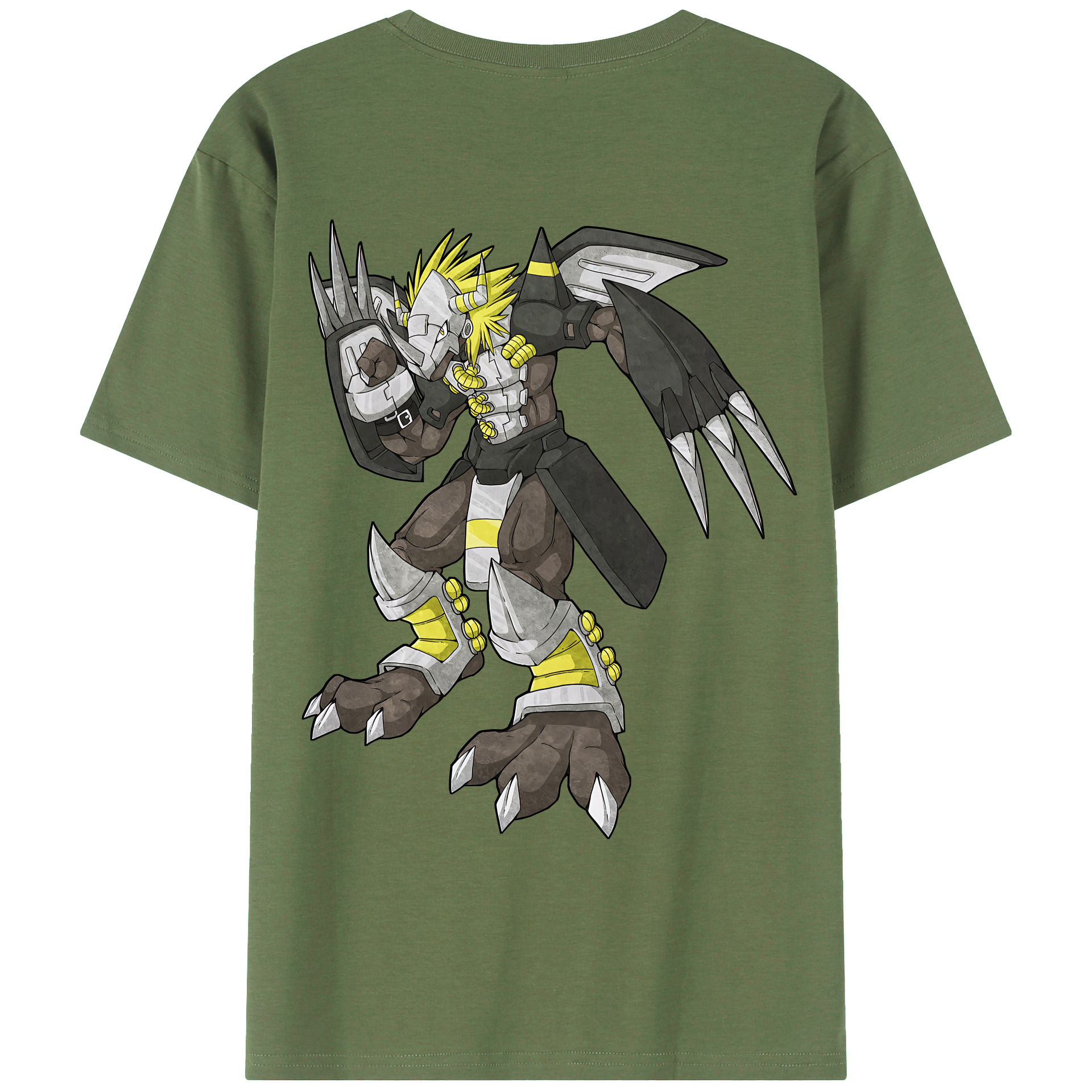 （画像用） Digimon デジタルモンスター/デジモン 綿100％ メンズ半袖Tシャツ（バックプリント） 通気性